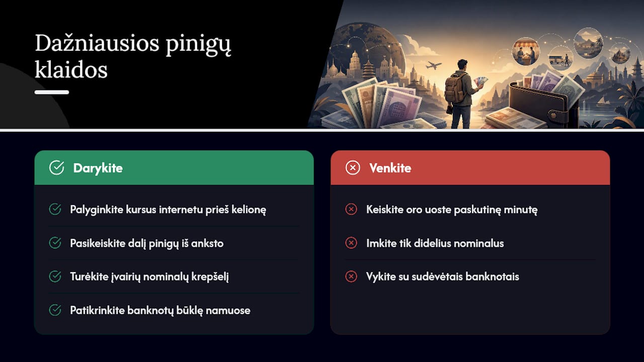 Trys dažniausios klaidos keičiant valiutą