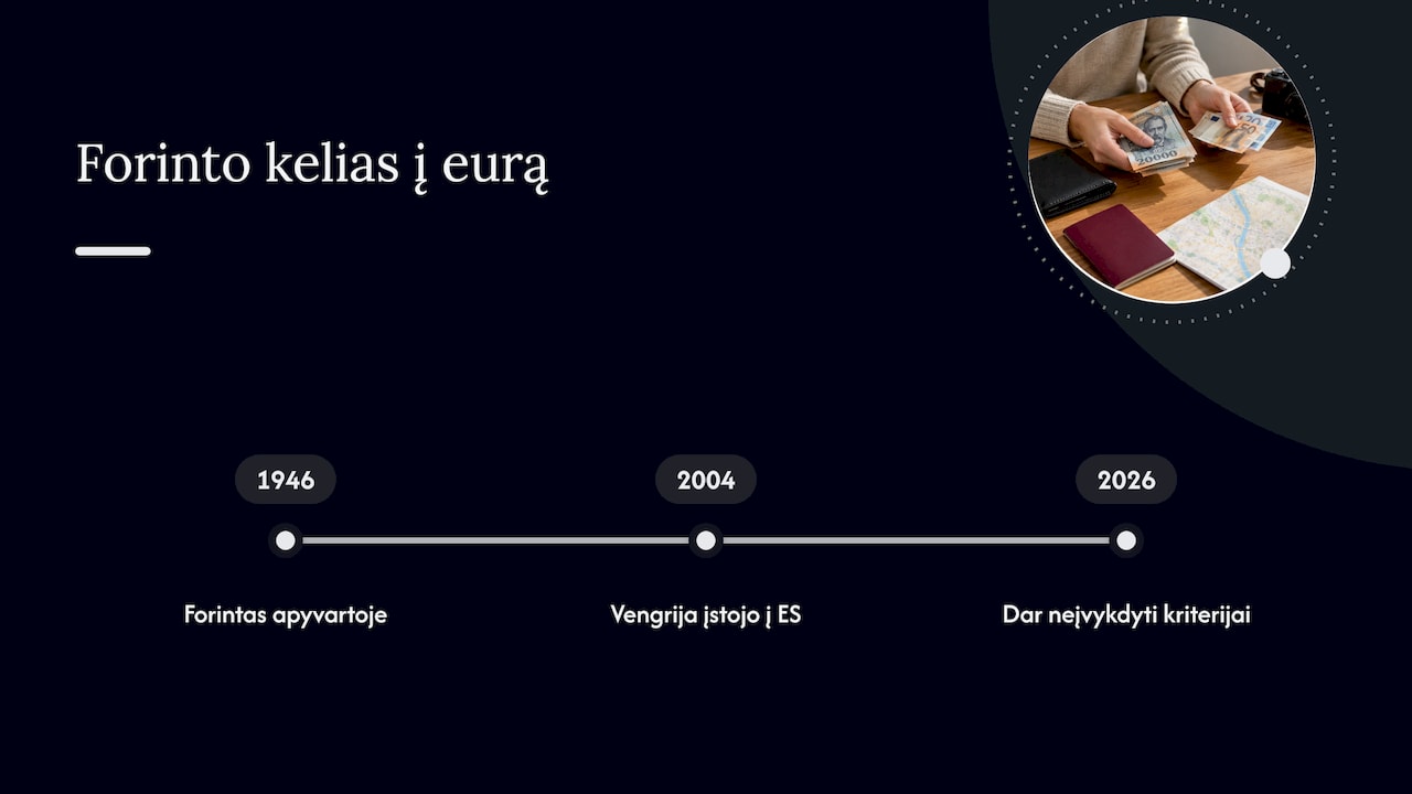 Valiutos keitimo istorija Vengrijoje ir kelias į eurą — overview diagram