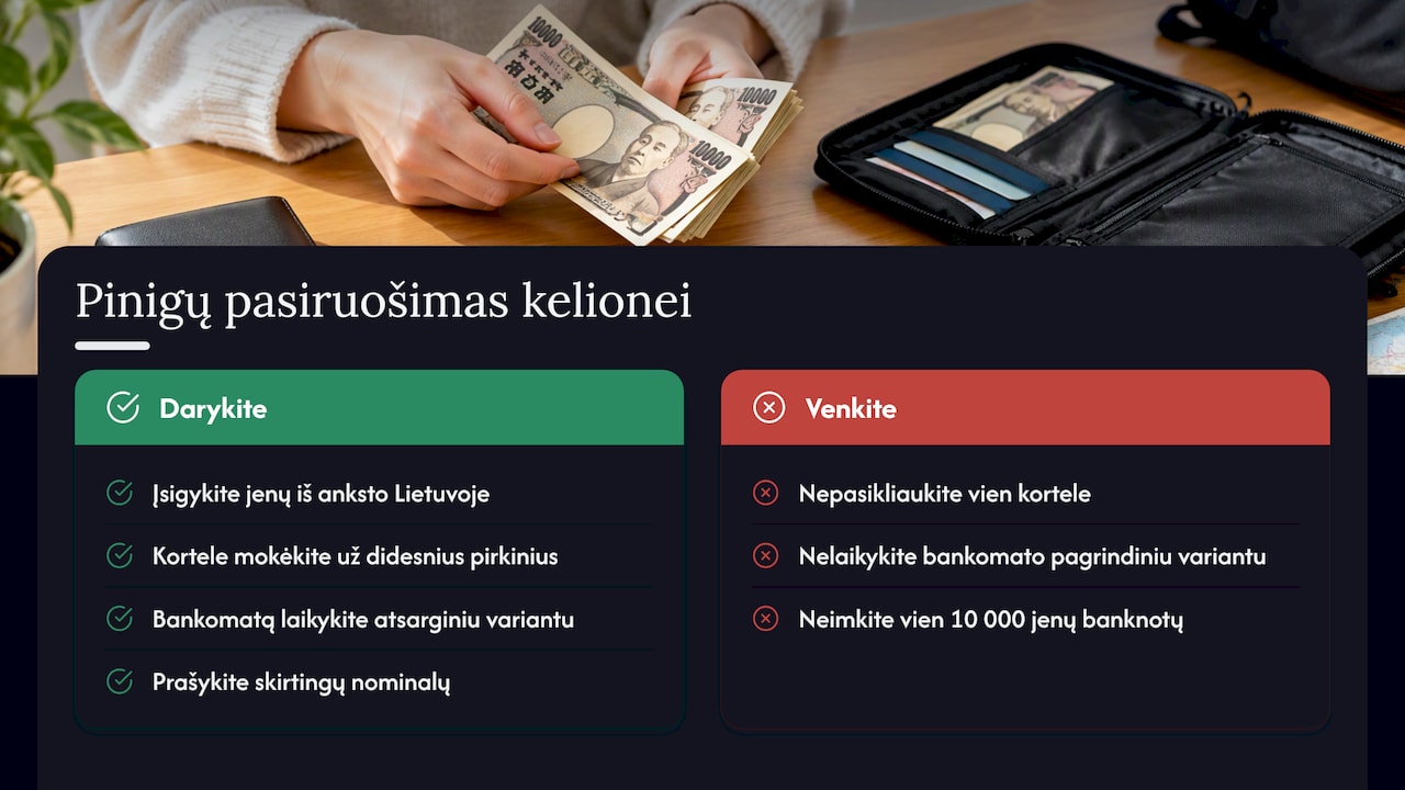Mūsų požiūris: kaip patys ruoštume pinigus kelionei į Japoniją — overview diagram